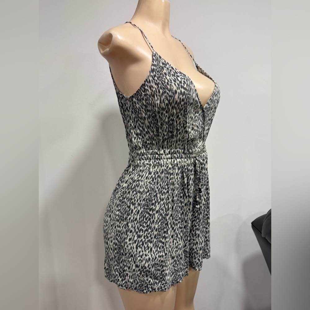 All Saints Maya Romper Playsuit Pockets Leopard Animal Print Size Medium - Picture 6 of 8
